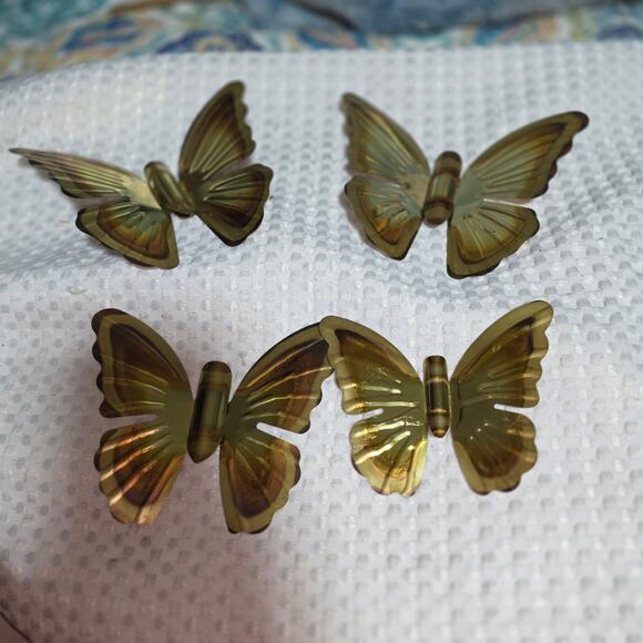 VINTAGE HOMCO HOME INTERIOR SET OF 4 BRASS TIN BUTTERFLY WALL DECOR - Picture 1 of 4